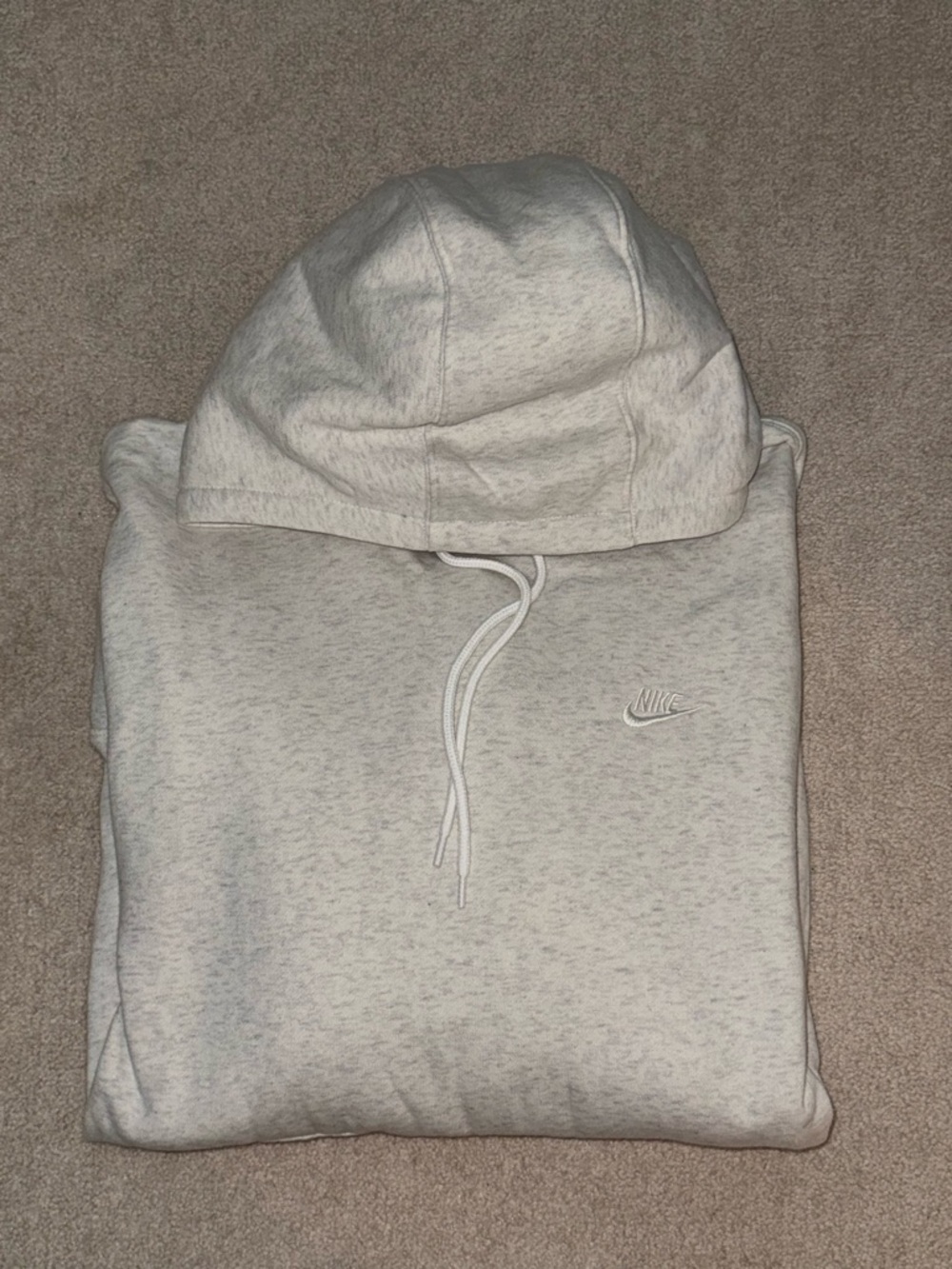 Nike Men's Light Gray Hooded Large Sweatshirt